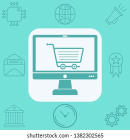 Online shopping vector icon sign symbol