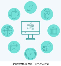 Online shopping vector icon sign symbol