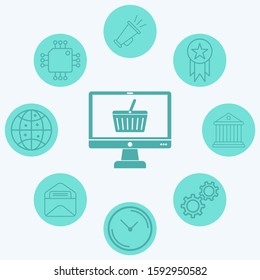 Online shopping vector icon sign symbol