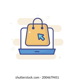 Ilustración de estilo de icono del vector de compras en línea. Símbolo de publicidad y marketing de archivos EPS 10