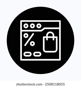 Icono de Vector de compras en línea, página web, navegador, icono de comercio electrónico. 
