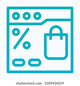 Icono de Vector de compras en línea, página web, navegador, icono de comercio electrónico. Icono de degradado lineal aislado.