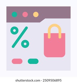 Online Shopping Vector Icon, Webpage, Browser, E Commerce Icon. Flat Style Isolated Vector Icon.