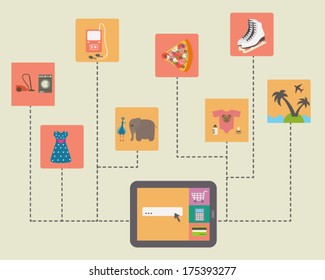 online shopping, vector illustration