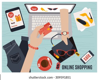 Ilustração vetorial de compras on-line