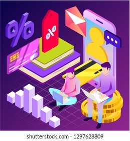 Online shopping. Vector illustration of business. Sale, internet, design. Digital marketing picture.