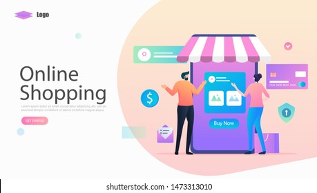 Online Shopping Vector Illustration Concept, Suitable for web landing page, ui, mobile app, editorial design, flyer, banner, and other related occasion