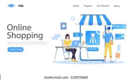 Online Shopping Vector Illustration Concept, Suitable for web landing page, ui, mobile app, editorial design, flyer, banner, and other related occasion