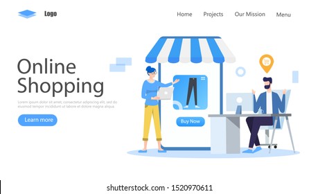 Online Shopping Vector Illustration Concept, Suitable for web landing page, ui, mobile app, editorial design, flyer, banner, and other related occasion