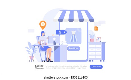 Online Shopping Vector Illustration Concept , Suitable for web landing page, ui, mobile app, editorial design, flyer, banner, and other related occasion
