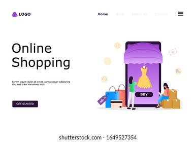 Online Shopping Vector Illustration Concept, Suitable for web landing page, ui, mobile app, editorial design, flyer, banner, and other related occasion

