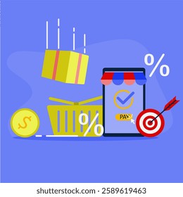 online shopping vector illustration, online shopping concept with fast response.