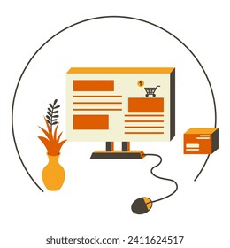 Online Shopping vector illustration. Modern flat vector illustration in solid colors with logistic theme.