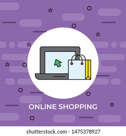Online shopping vector line icon
