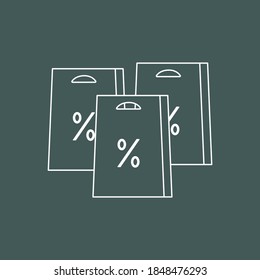 Online shopping vector line icon.  Discount. Concept of mobile ordering