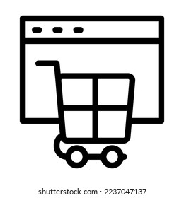 Diseño de iconos de línea de vectores de compras en línea