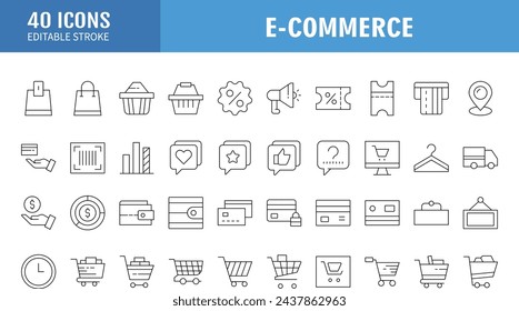Icono de línea vectorial de compras en línea - aplicación y móvil web responsive