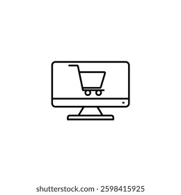 Online Shopping Vector Line Icon Design