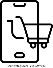 Online Shopping Línea de Vector Icono Diseño