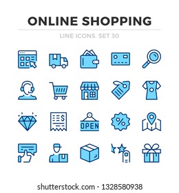 Online shopping vector line icons set. Thin line design. Modern outline graphic elements, simple stroke symbols. Online shopping icons