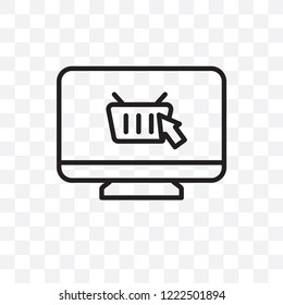 Online shopping vector linear icon isolated on transparent background, Online shopping transparency concept can be used for web and mobile