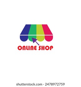 Online shopping vector or minimalist clip art or logo