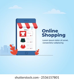 Online shopping vector mobile design 