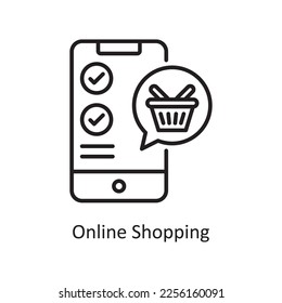 Online Shopping Vector Outline Icon Design illustration. Shopping and E-Commerce Symbol on White background EPS 10 File