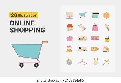 Online Shopping Vector Set Illustration