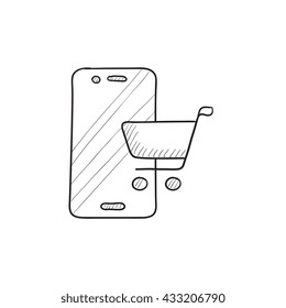 Online shopping vector sketch icon isolated on background. Hand drawn Online shopping icon. Online shopping sketch icon for infographic, website or app.