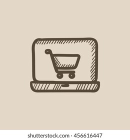 Online shopping vector sketch icon isolated on background. Hand drawn Online shopping icon. Online shopping sketch icon for infographic, website or app.