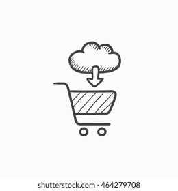 Online shopping vector sketch icon isolated on background. Hand drawn Online shopping icon. Online shopping sketch icon for infographic, website or app.