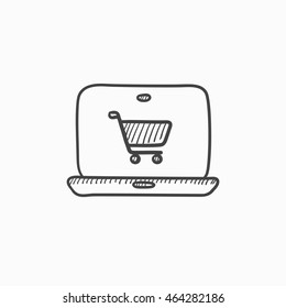 Online shopping vector sketch icon isolated on background. Hand drawn Online shopping icon. Online shopping sketch icon for infographic, website or app.