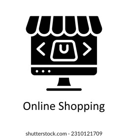 Online Shopping Vector Solid Icon Design illustration. Seo and web Symbol on White background EPS 10 File