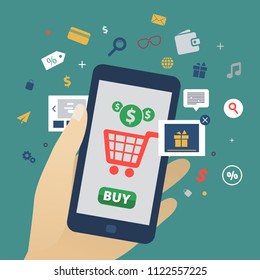 Online shopping vector template