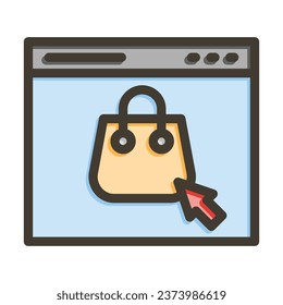 Online Shopping Vector Thick Line Filled Colors Icon For Personal And Commercial Use.
