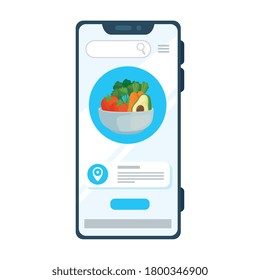 online shopping vegetables through an app in a smartphone vector illustration design