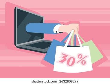 Online shopping. Shopping via mobile phone during sales.