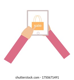 Online shopping via mobile, tablet , Order online during the sale period.