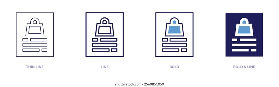 Online shopping vouchers icon in 4 different styles. Thin Line, Line, Bold, and Bold Line. Duotone style. Editable stroke.