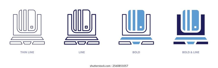 Online shopping wallets icon in 4 different styles. Thin Line, Line, Bold, and Bold Line. Duotone style. Editable stroke.