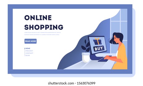 Online Shopping Web Banner Customer Service Stock Vector (Royalty Free ...