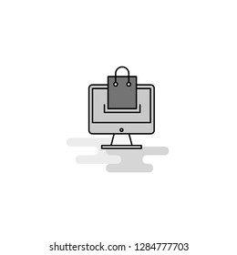 Online shopping Web Icon. Flat Line Filled Gray Icon Vector