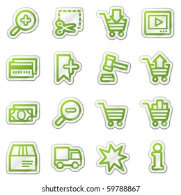 On-line shopping web icons, green sticker series