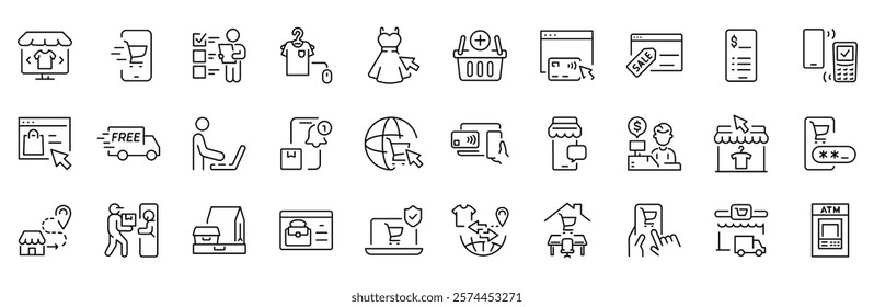 Online shopping web line icons collection. Big UI icon set in a flat design. Thin outline icons pack. Vector illustration