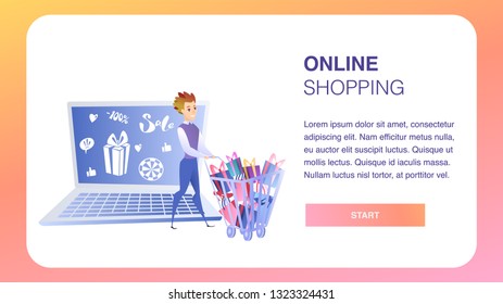 Online Shopping Website Element Vector Template. Big Sale Flat Illustration. Business Development Landing Page. Ad Campaign. Internet, Digital Marketing, E-Payment. Online Shop Web Banner