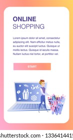 Online Shopping Website Element Vector Template. Advertising Campaign. Business Development Flat Landing Page. Digital Marketing, E-Payment Illustration. Online Store Web Banner Concept