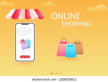 sitio web de compras en línea en concepto de marketing vectorial 3d móvil y marketing digital