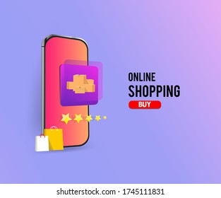 Online shopping for websites or concepts of vector marketing and digital marketing mobile applications. Smartphone design. For online store promotion .