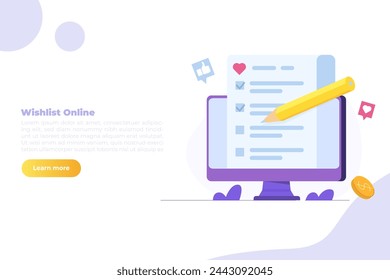 Online shopping wishlist, add to personalized collection concept. Isometric Vector illustration.